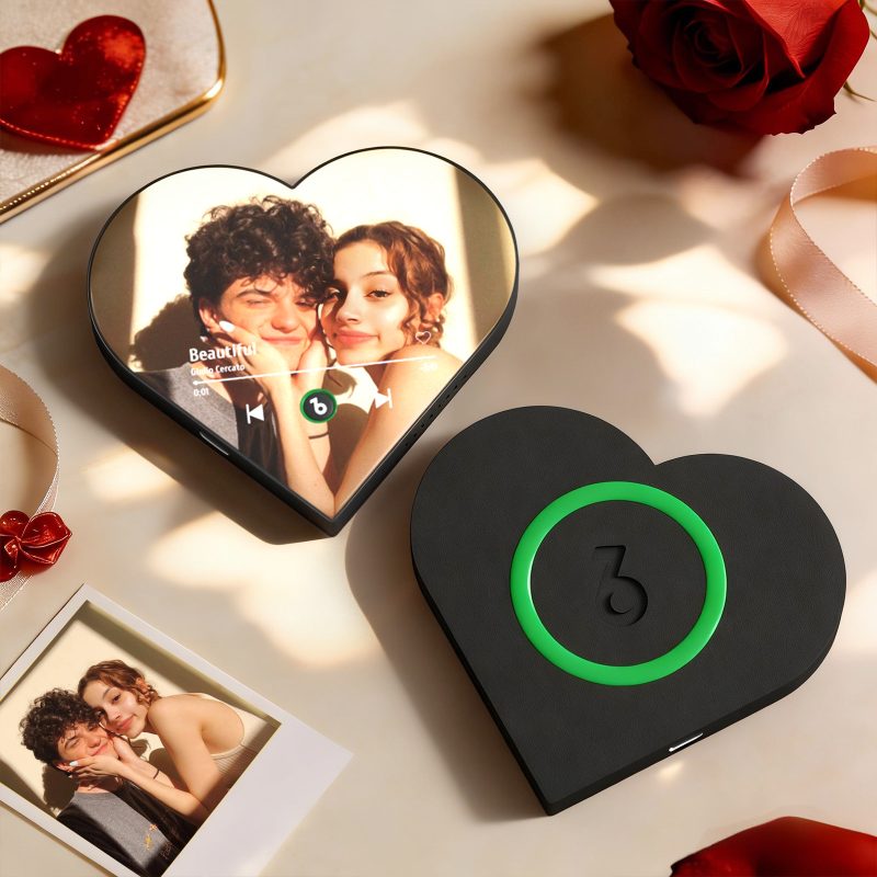 Custom Heart-Shaped Music Photo Fridge Magnet Romantic Gift for Couples Valentine’s Day Gifts
