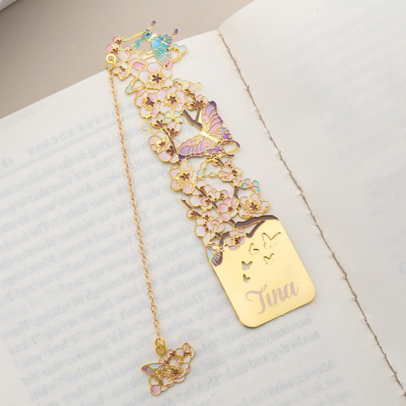 Personalized Birth Month Flower Metal Bookmark Custom Engraved Bookish Gift for Her