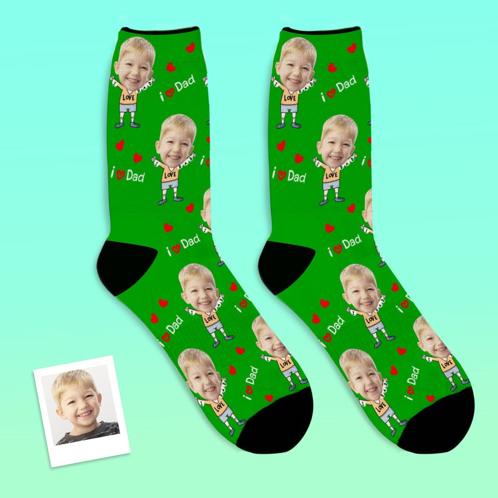 Father's Day Socks Custom Socks with 2 Faces 8 Colors - I Love Dad - Image 4