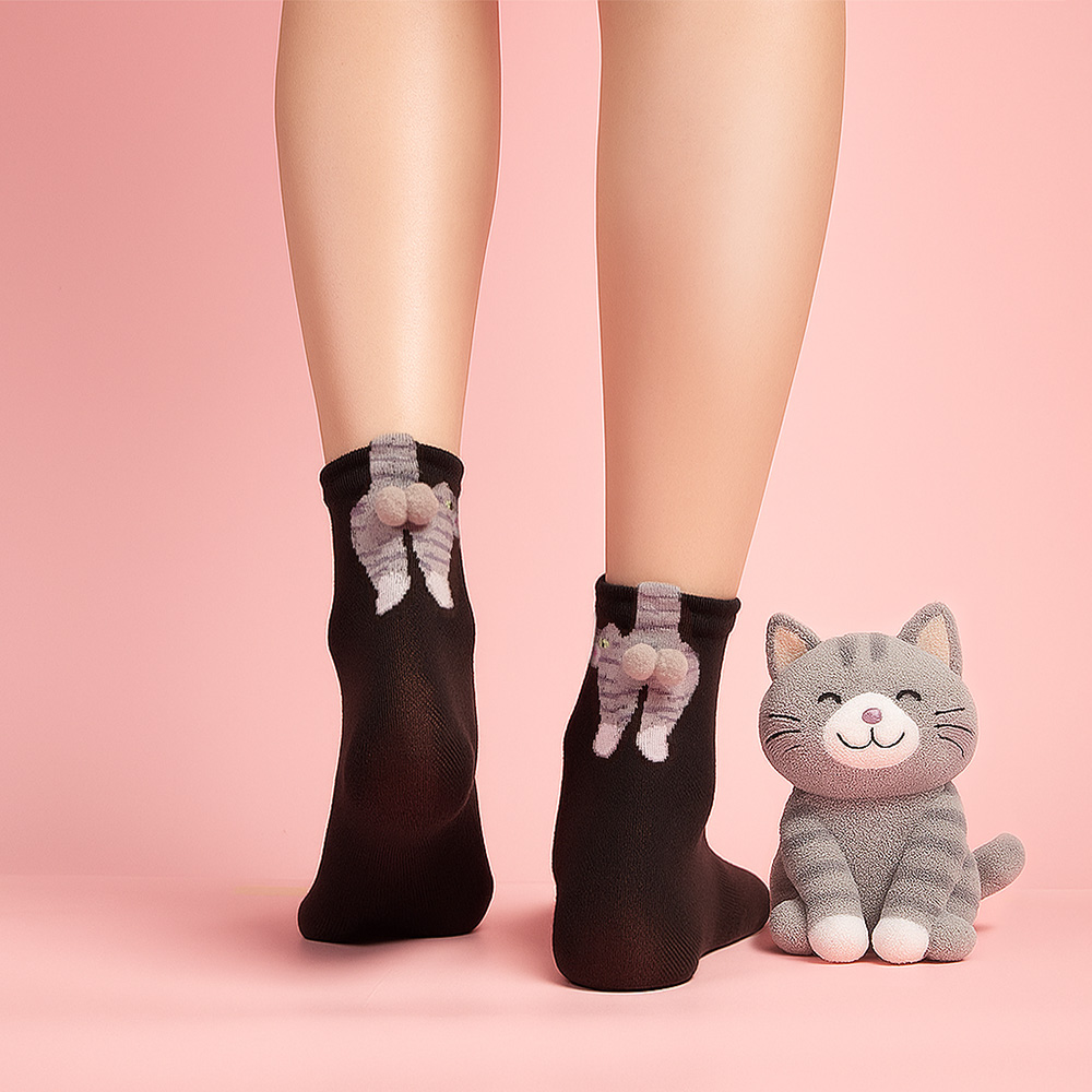 3D Cat Egg Design Socks Cute Kawaii Animal Socks Funny Gift Idea - Image 2
