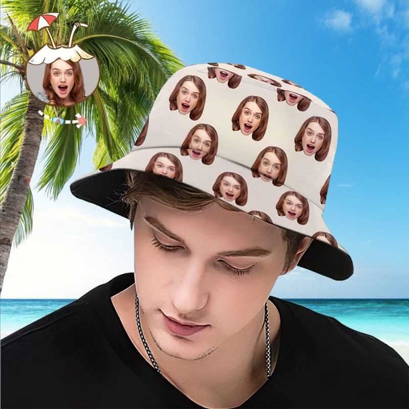 Custom Bucket Hats Face Bucket Hat No Minimum Summer Gift-White