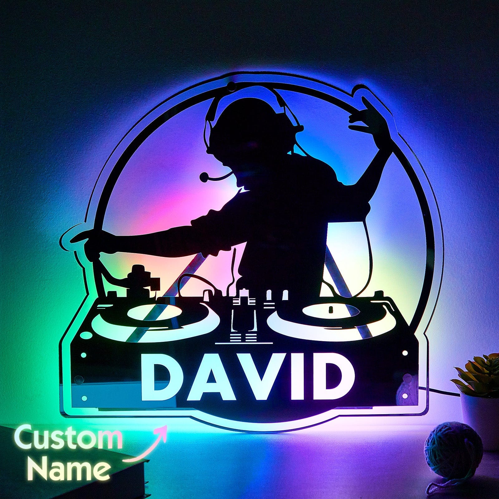 Custom DJ Player Mirror Light with Name Personalized Gift for Music Lover - Image 2