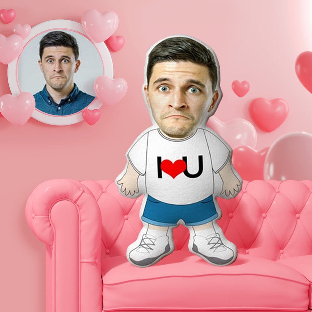 Custom MiniMe Pillow I LOVE U Pillow Face Pillow Gifts for Him
