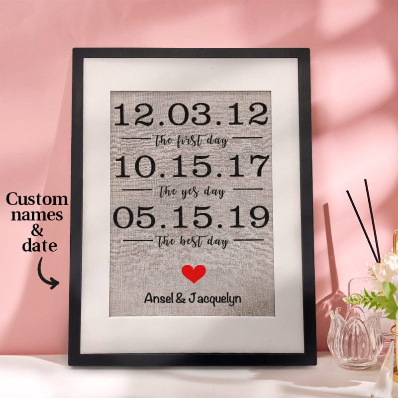 Personalized Wedding Sign Frame Date Recording Decor Housewarming Anniversary Gift for Couples