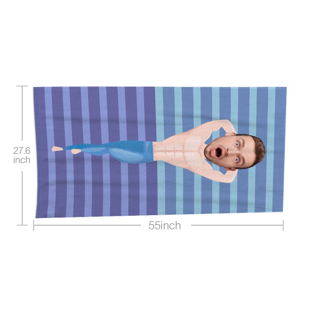 Custom Face Beach Towel Personalized Fitness Man Beach Towel Funny Gift for Summer - Image 3