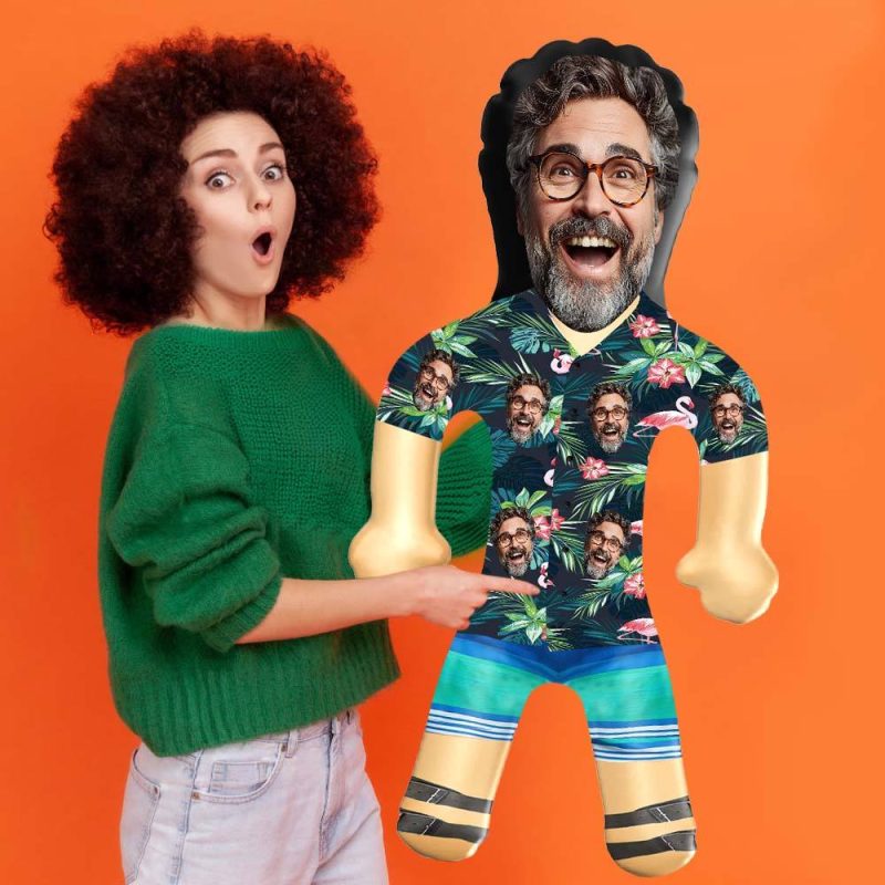 Personalized Blow Up Dolls Hawaiian Shirt Colorful Flamingo Funny Inflatable Man Printed Face for Party Favors