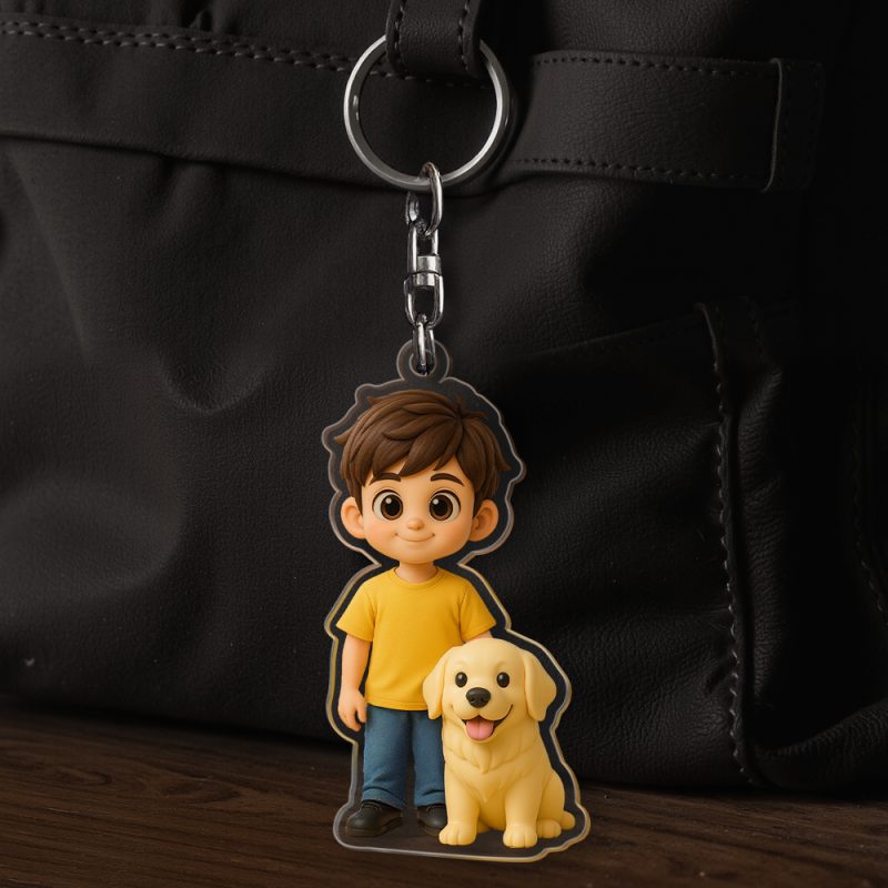 Custom Figure Pet Keychain Personalized Acrylic Cartoon Keychain Photo Bag Charm Unique Keepsake Gift For Pet OwnerUS