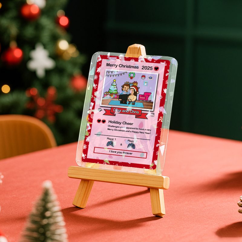 Personalized Merry Christmas Card Present for Family Turn Your Photo into a Unique Collectible Pixel Man Style Card Xmas Gift – SantaSocks