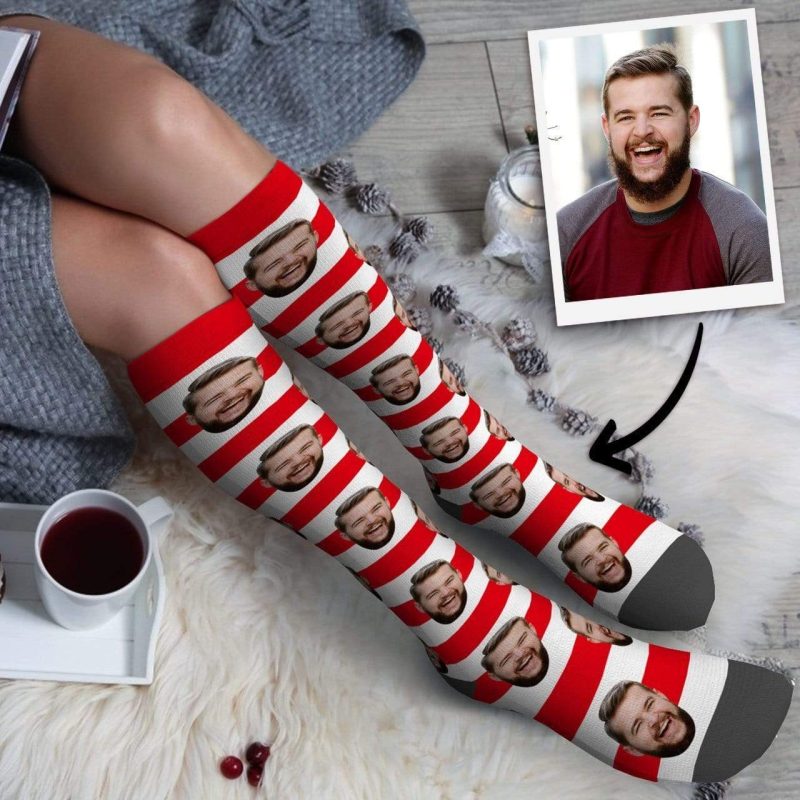 Custom Photo Knee High Socks Stripe
