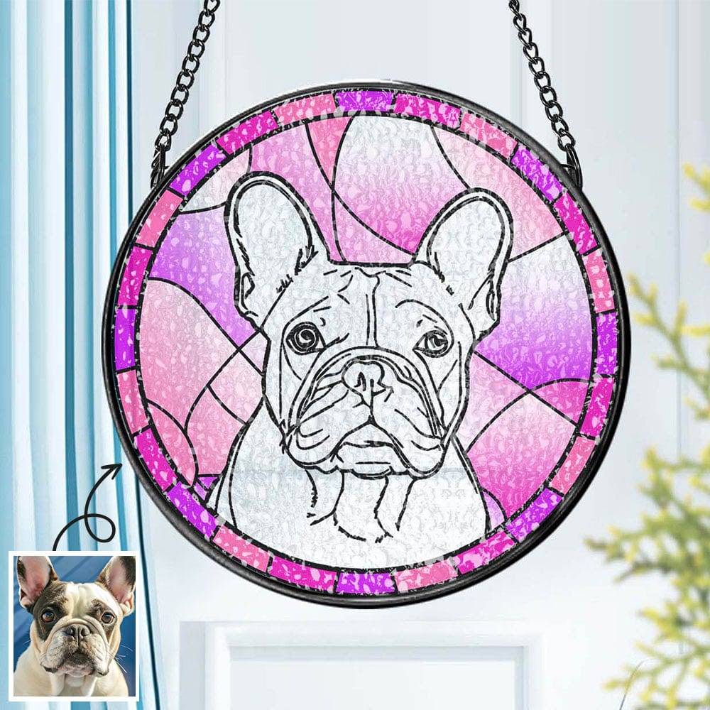 Personalized Pet Portrait Suncatcher Stained Glass Pet Ornament Remembrance Gifts for Pet Lovers - Image 2
