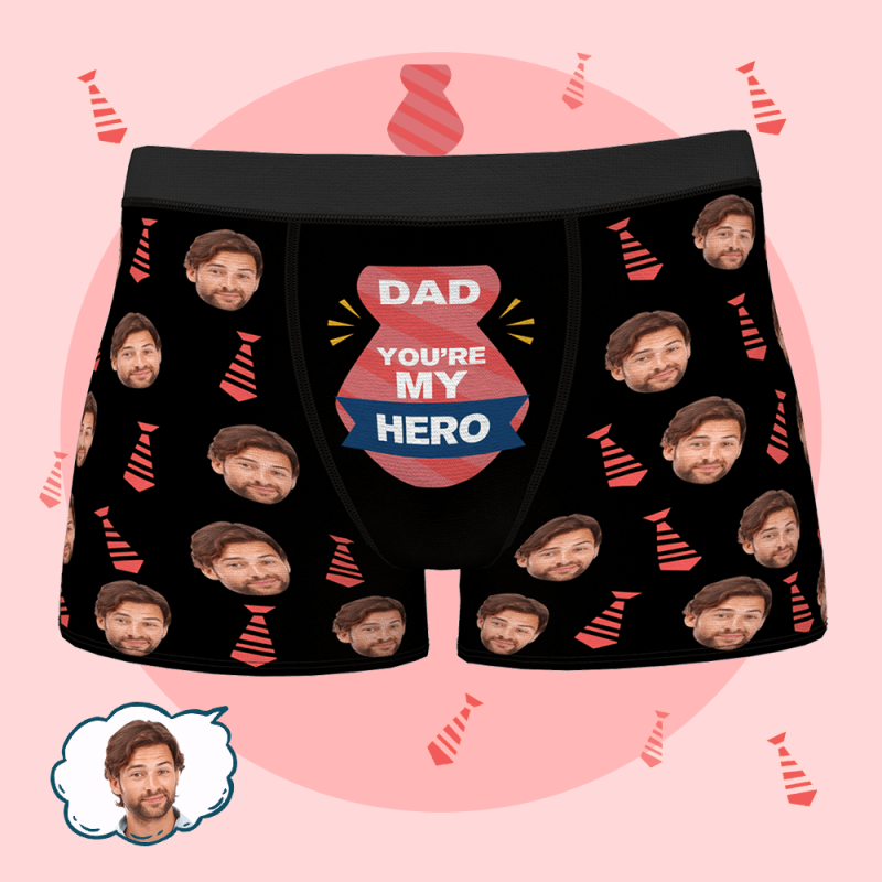 Custom Face Boxer Briefs Personalized Underwear – DAD MY HERO Father‘s Day Gift