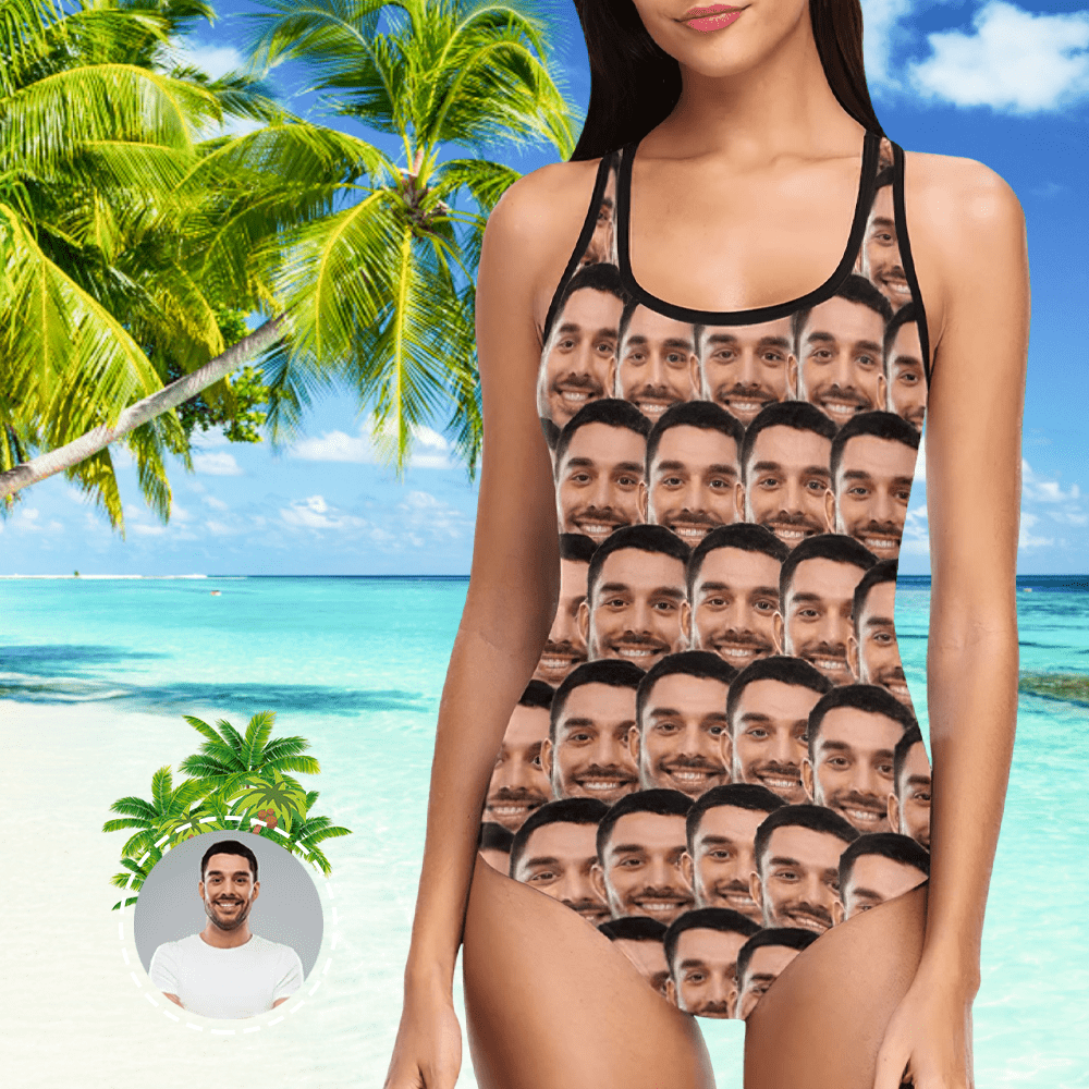 Custom Bathing Suit All Over Print Husband Face Swimwear One Piece Bridesmaid Party Swimsuits