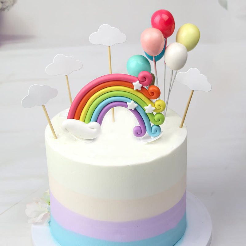 Colorful Rainbow Cake Topper Cupcake Picks Set Kid Birthday Baby Shower Party