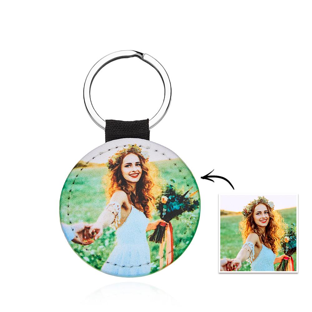 Personalized Photo Keychain Custom Key Holder Vegan Leather Memory Keychain Gift