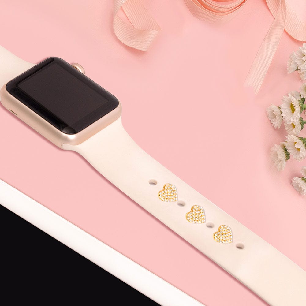 Apple Watch Band Decorative Charms Metal Diamond Heart Decorative Rings Loops
