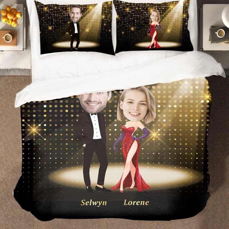 Valentine’s Day Bedding Custom Duvet Covers Gifts for Couple Suit And Dress