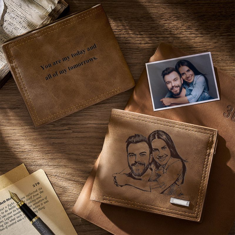 Custom Engraved Photo Wallet Men’s Father’s Gifts