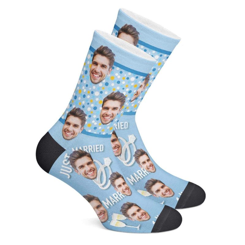 Wedding Socks Custom Face Socks (Just Married)
