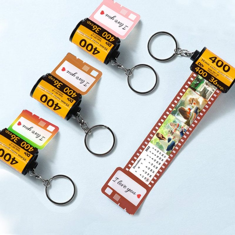 Custom Photo Camera Roll Keychain Personalized Colorful Calendar Film Keychain Gifts for Lover
