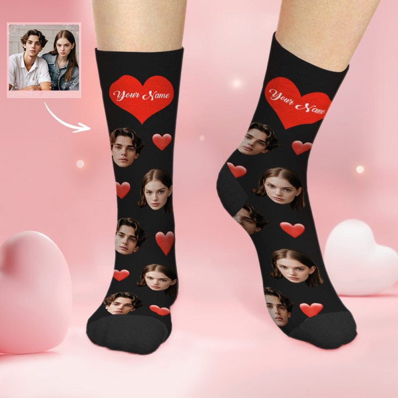 Custom Socks With Couple’s Faces Colorful Socks Valentines Day Gifts