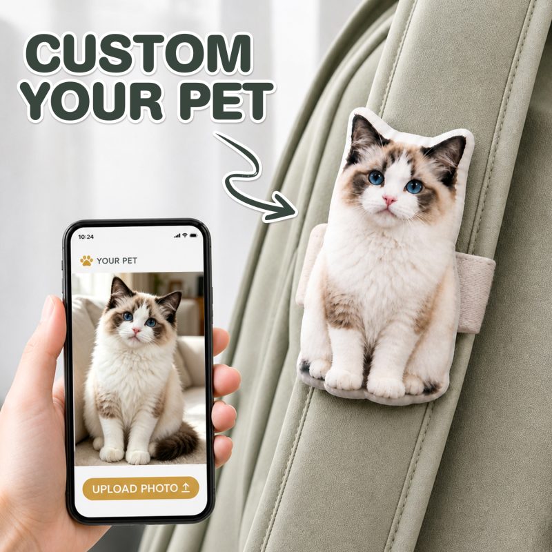 Custom Pet Plush Strap Wrap, Personalized Pet Photo Hook & Loop Wrist Strap, Backpack Strap Wrap & Bag Strap Accessory, Soft Plush Gift For Dog And Cat Lovers