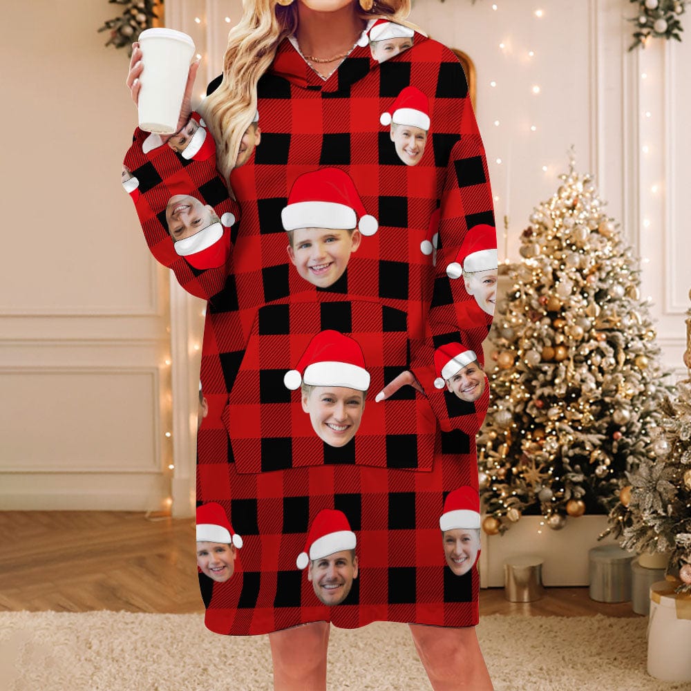 Custom Face Adult Unisex Blanket Pajamas Personalized Photo Christmas Family Buffalo Plaid Pajamas Merry Christmas - Image 2