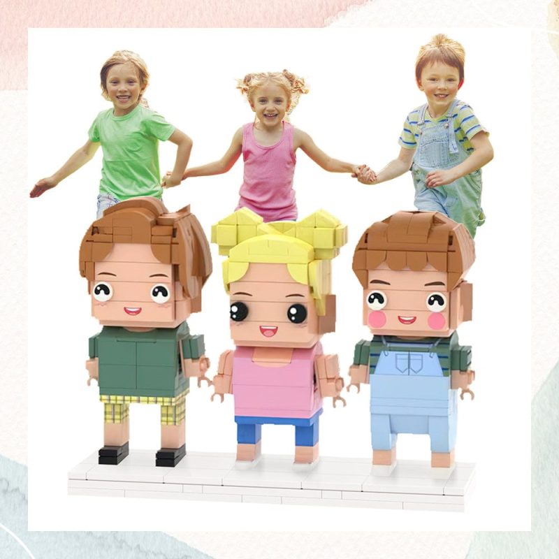 2023 Christmas Gifts Creative Children’s Growth Record Full Body Customizable 3 People Custom Brick Figures Small Particle Block