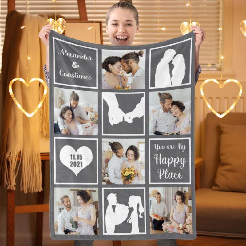 Custom Photo Blanket Valentine’s Day Gifts for girlfriend