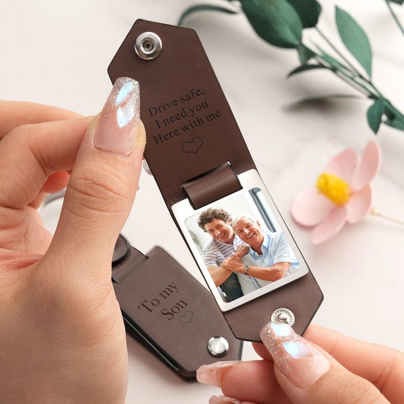 Custom Drive Safe Keychain for Son Custom Leather Keyring with Text Gifts