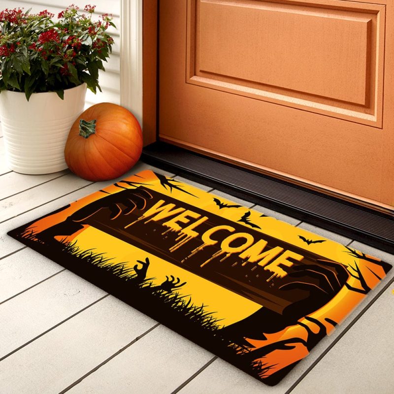 Halloween Door Mat Pumpkin Welcome Mat Fall Floor Mat Halloween Home Decor