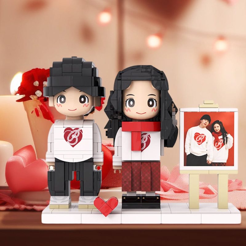 Customized Double Duddu Brick Figures Picture Frames Personalized Birthday Gifts and Duddu Brick Figures