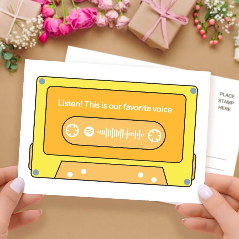 Custom Postcard Greeting Card Anniversary Gift – Cassette Tape