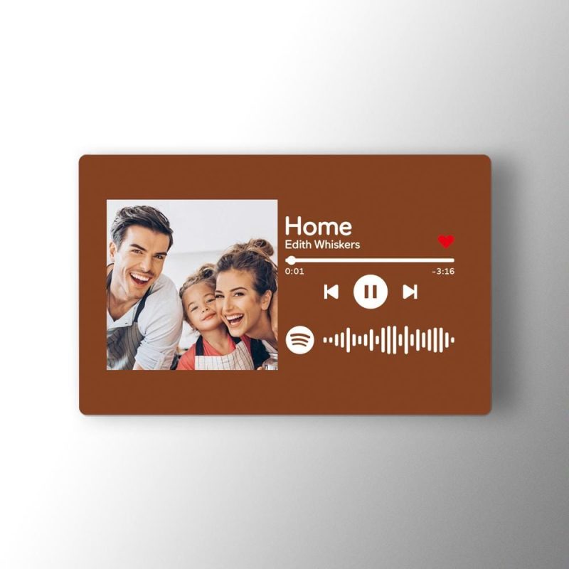 Custom Spotify Music Code Wallet Card Personalized Message Card Brown