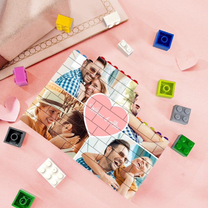 Personalised Colors Building Brick Puzzles Custom Collage Photo Block Anniversary Gifts for Couples