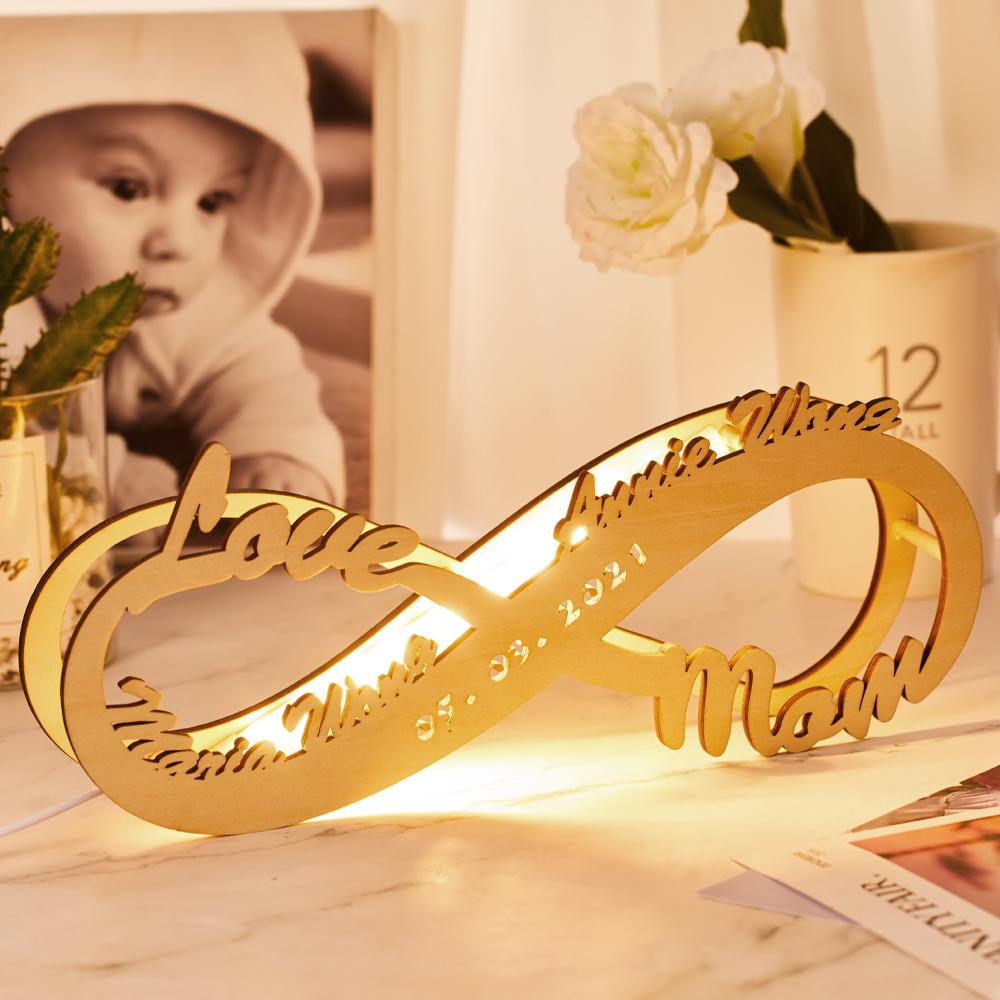 Wedding Gifts Custom Lamp Engraved Wooden Nightlight Infinity Love for Her - Image 2