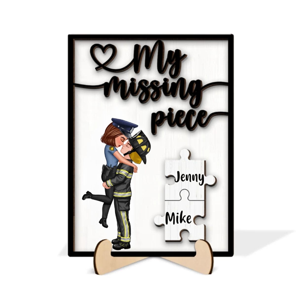 My Missing Piece Valentine's Day Gifts for Her/Him Personalized Wooden Plaque - Image 2