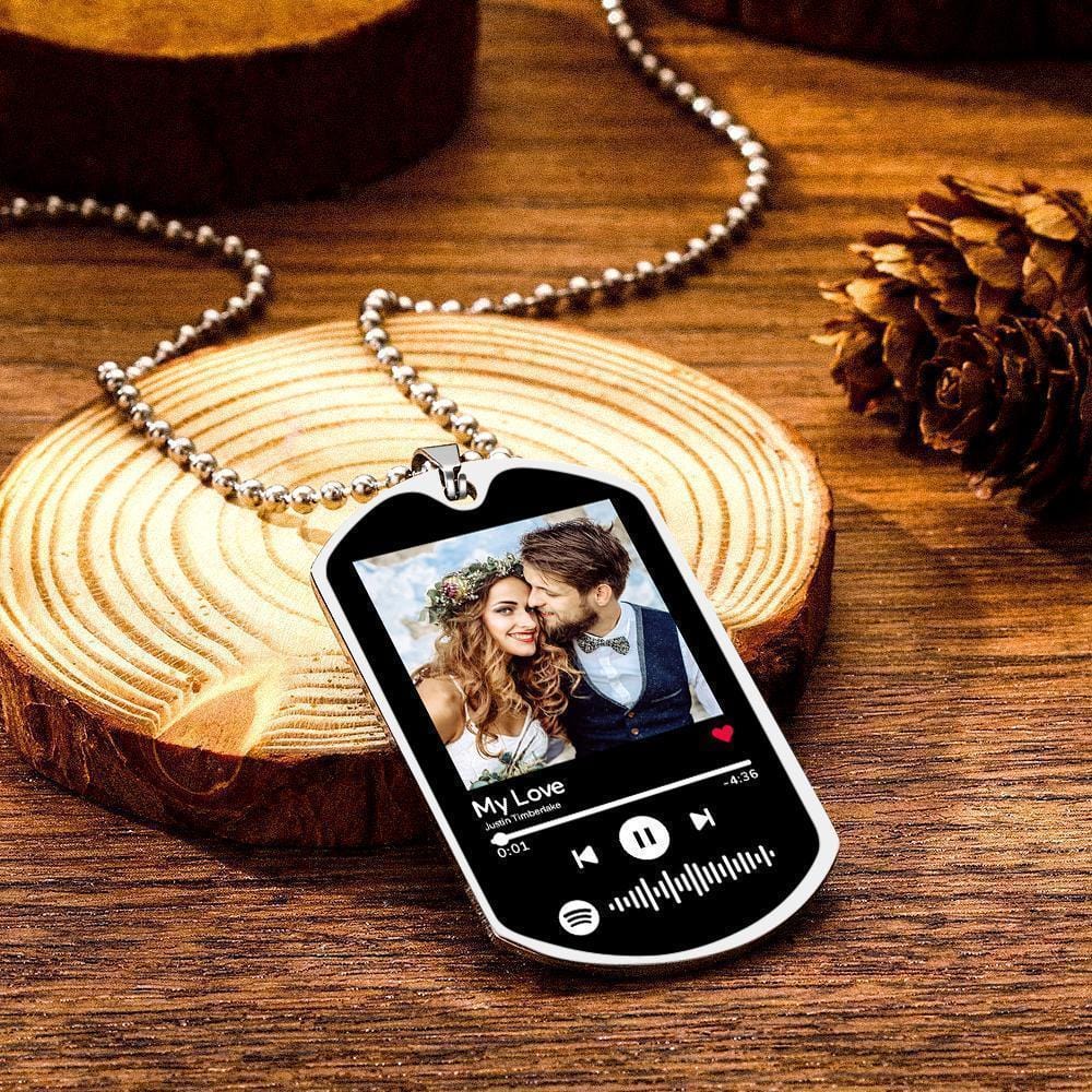 Spotify Necklace Personalized Music Spotify Code Stainless Steel Couple Photo Necklace - Image 2