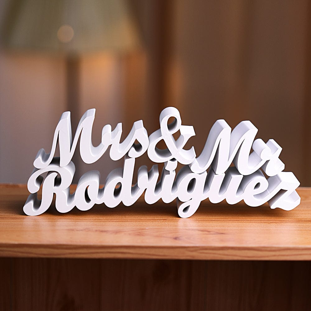 Personalized 3D Print Last Name Sign Custom Wedding Family Name Sign Wedding Tabletop Centerpieces for Wedding and Home
