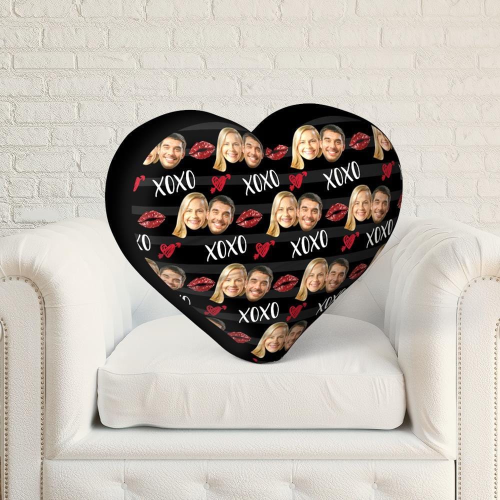 Custom Face Pillow Valentine's Day Gift - Black - Image 2