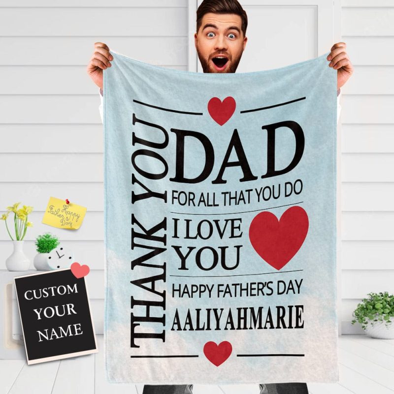 Father’s Day Blankets Personalized Name Blanket for Dad the Best Gift for Dad