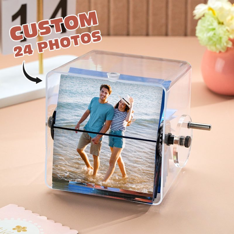 Custom 24 Photos Flipbook Acrylic Frame Animation Machine 15*15cm Mechanical Hand-cranked Flipbook
