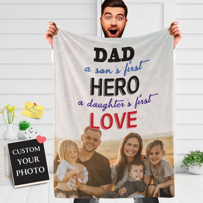 Personalized Blanket for Dad Super Daddy Blanket Fathers Day Gift