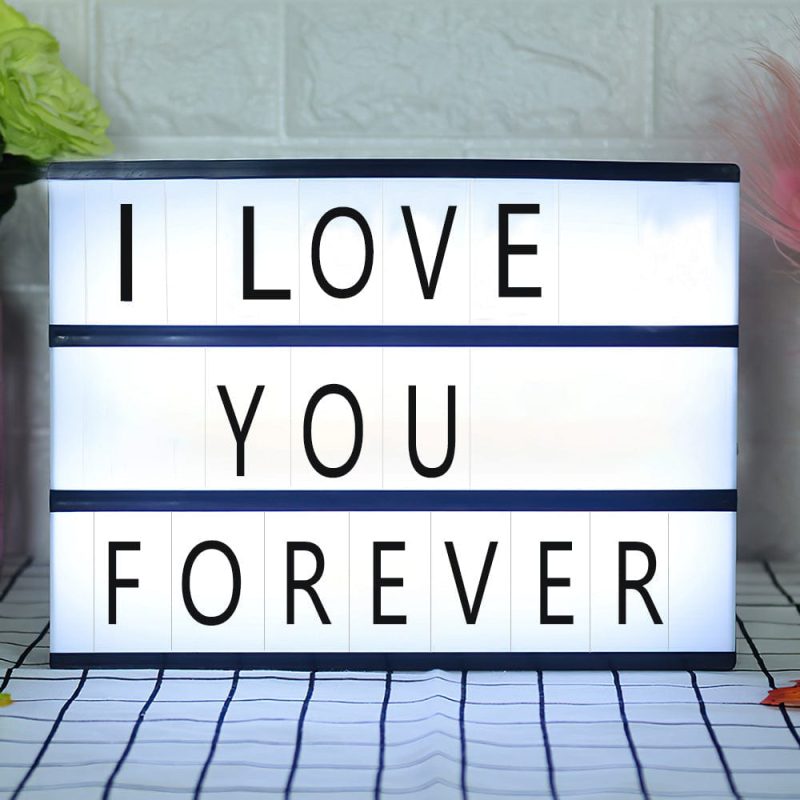 LED Cinema Light Box with Letters Wall Mountable Black