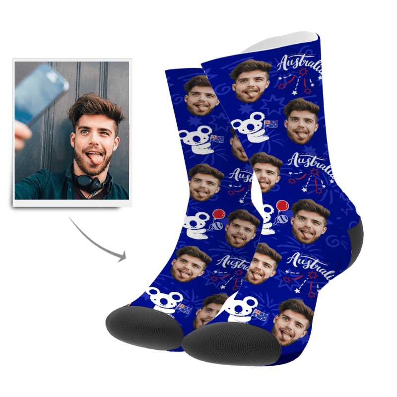 Custom Photo Socks Australia Koala Face Mash Socks