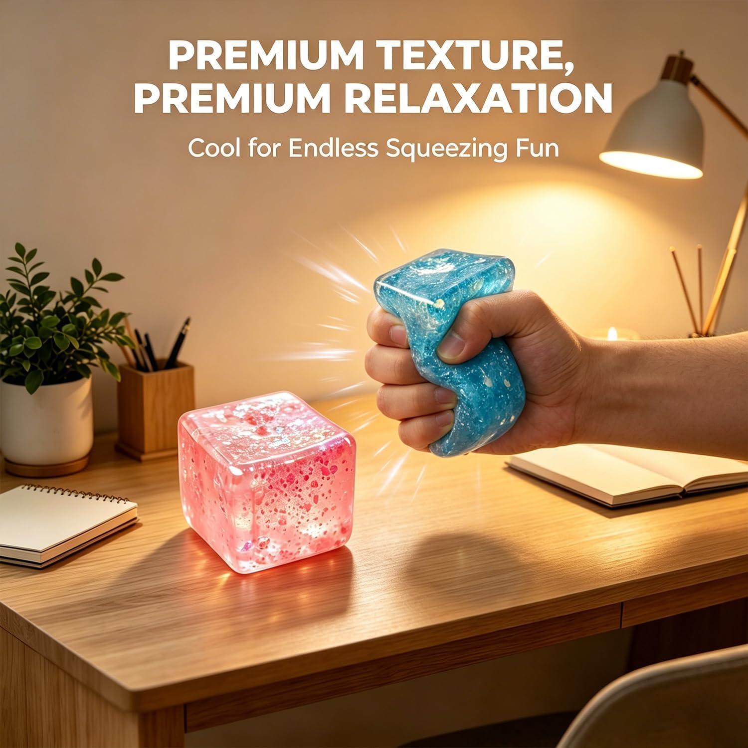 Ice Cube Squishies, Stress Relief Squishy Cube, Stress Cube Premium Block Cube Squishy