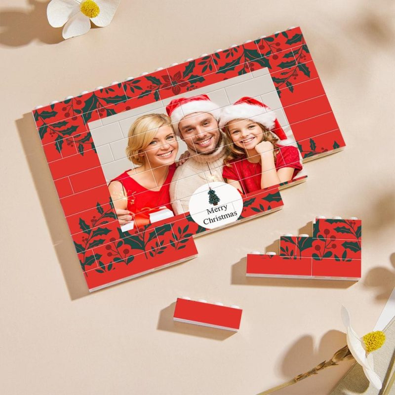 Christmas Gifts Personalized Collage Photo Building Blocks Square Shape Building Bricks Gift for Family