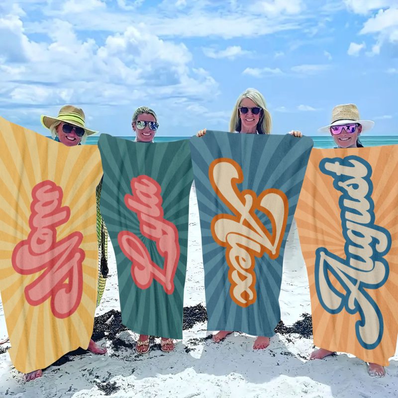 RETRO Style Personalized Beach Towel Personalized Name Bath Towel Custom Beach Towel With Name Outside Birthday Vacation Gift – GiftLab
