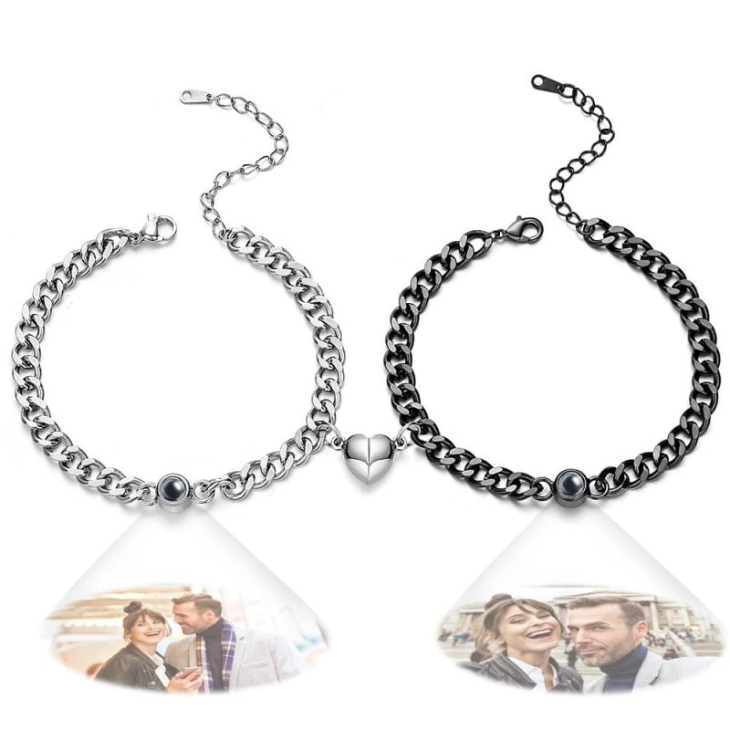 Custom Simple Fashion Chain with Magnet Picture Projection Bracelet