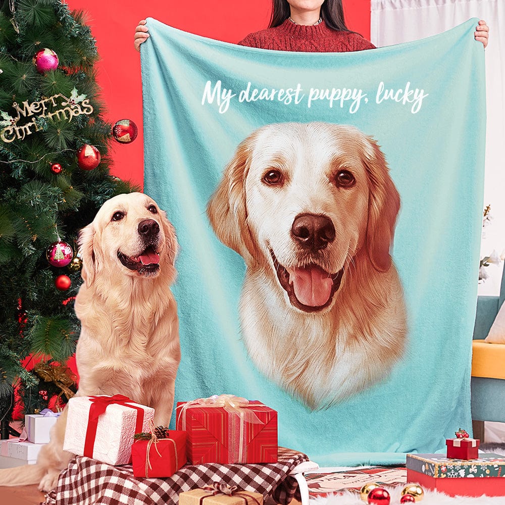 Custom Dog Blankets Personalized Pet Photo Blankets Painted Art Portrait Fleece Blanket - Image 4