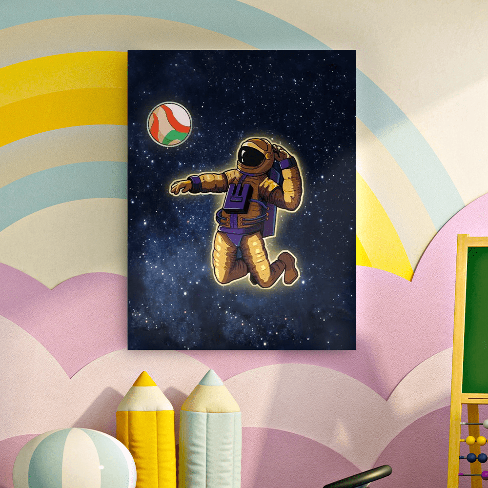 Trippy Drawings Canvas Astronaut Playing Volleyball Trippy Housewarming Gifts for Men - Image 2